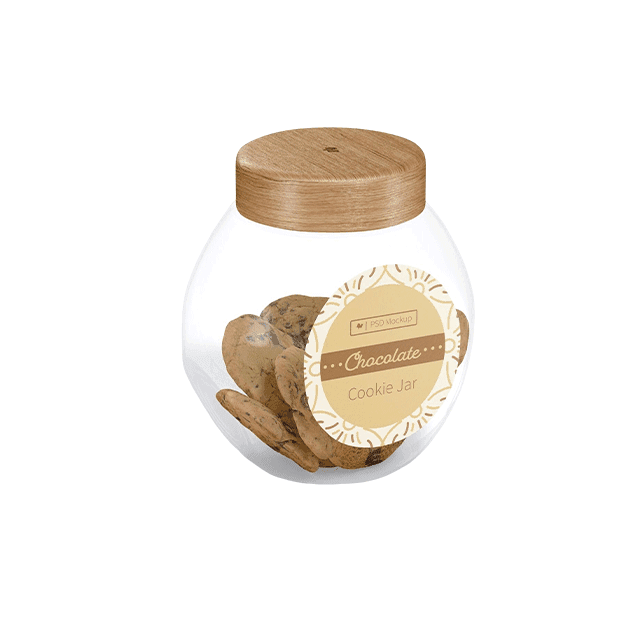 Cookie jar with decorative circular custom label mockup